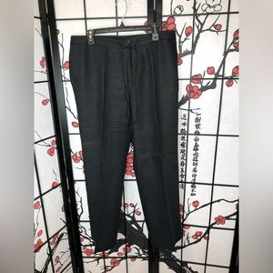 Womens Liz Claiborne Size 12 Black Linen Front Tie Sloane Ankle Trousers